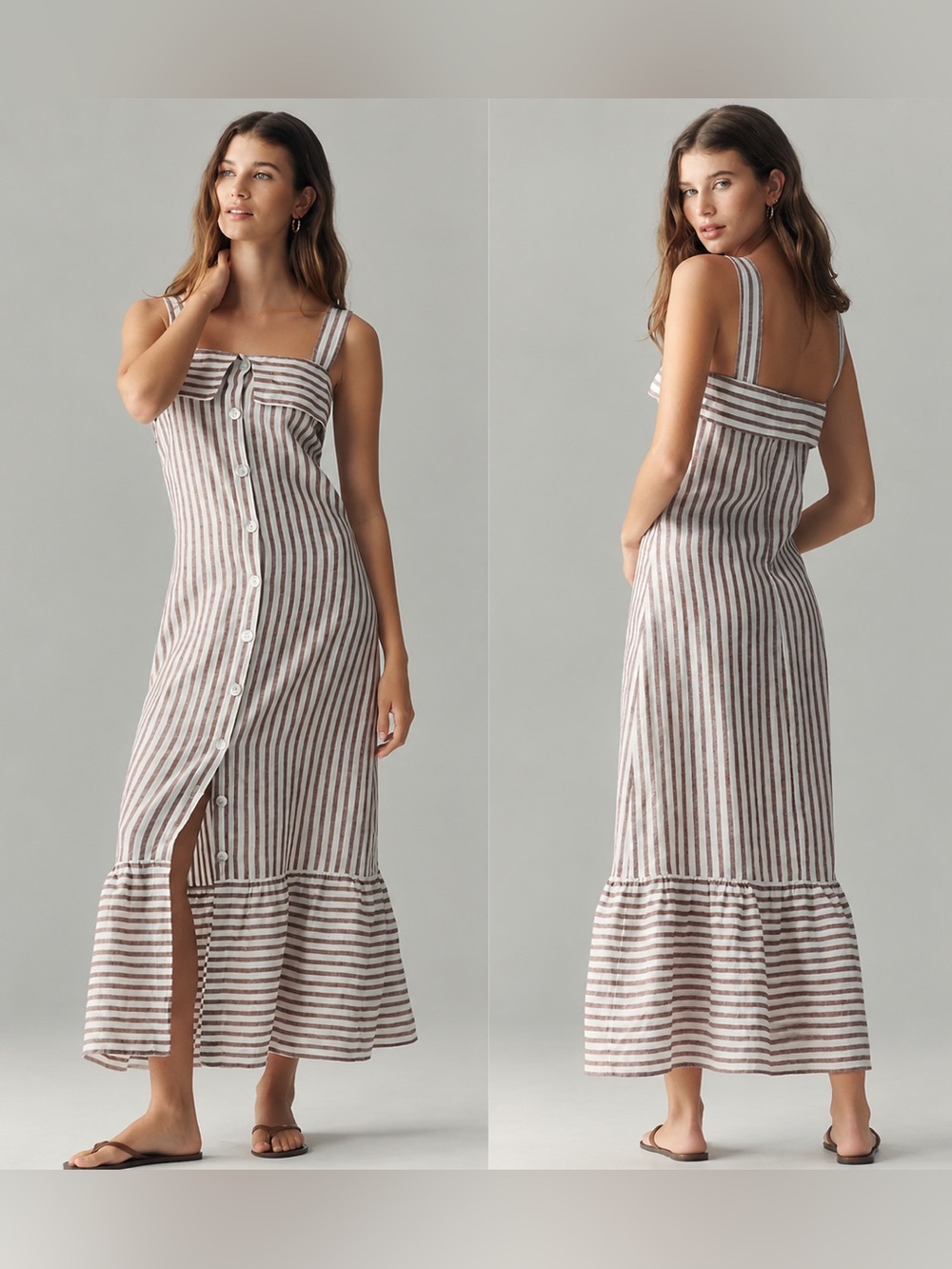 NWT Anthropologie Nation Los Angeles Amelia 100% linen midi dress
